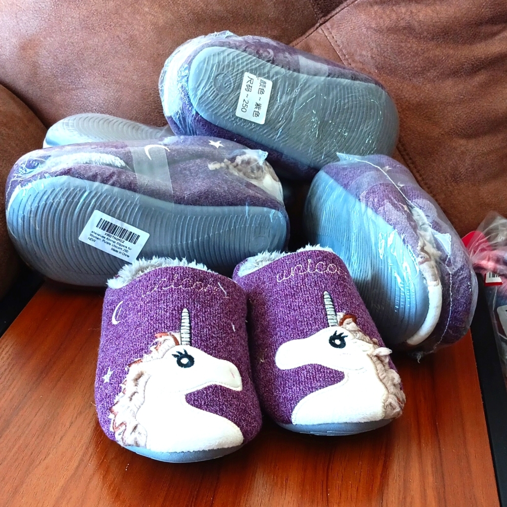 Unicorn Slippers Purple Size Small 3 Available NIB